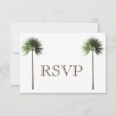 3 Entree Tropical Palm Tree Menu RSVP Weddenkaart Kaart (Voorkant)