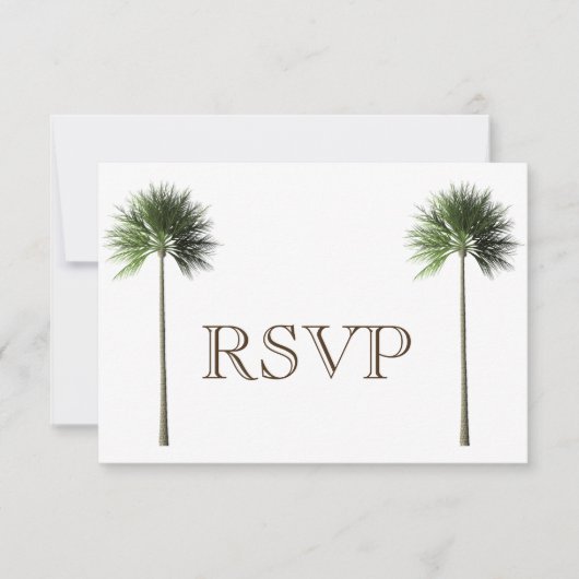 3 Entree Tropical Palm Tree Menu RSVP Weddenkaart Kaart (Voorkant)