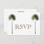 3 Entree Tropical Palm Tree Menu RSVP Weddenkaart Kaart (Voorkant / Achterkant)