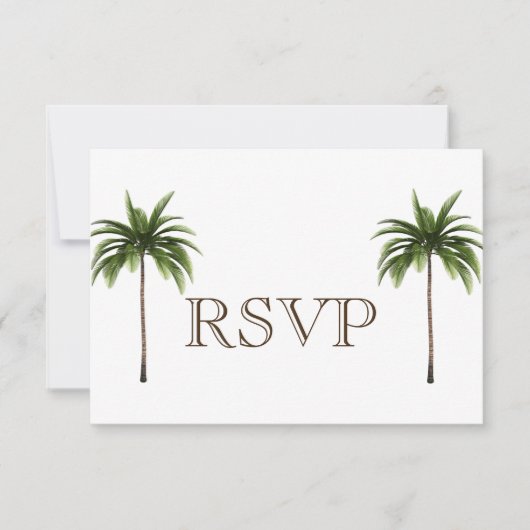 3 Entree Tropical Palm Tree Menu RSVP Weddenkaart Kaart (Voorkant)