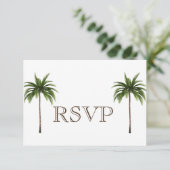 3 Entree Tropical Palm Tree Menu RSVP Weddenkaart Kaart (Staand voorkant)