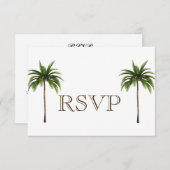 3 Entree Tropical Palm Tree Menu RSVP Weddenkaart Kaart (Voorkant / Achterkant)