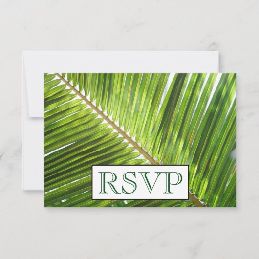3 Entree Tropical Palm Tree Menu RSVP Weddenkaart Kaart (Voorkant)