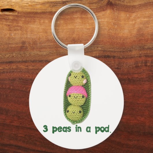 3 Erwten in een peul Sleutelhanger (Voorkant)