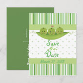 3 Erwten in een Pod Baby shower Triplets Sla de da Aankondigingskaart (Voorkant / Achterkant)