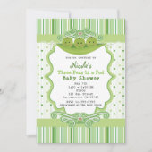 3 Erwten in een Pod Triplets Baby Douche Uitnodigi Kaart (Voorkant)