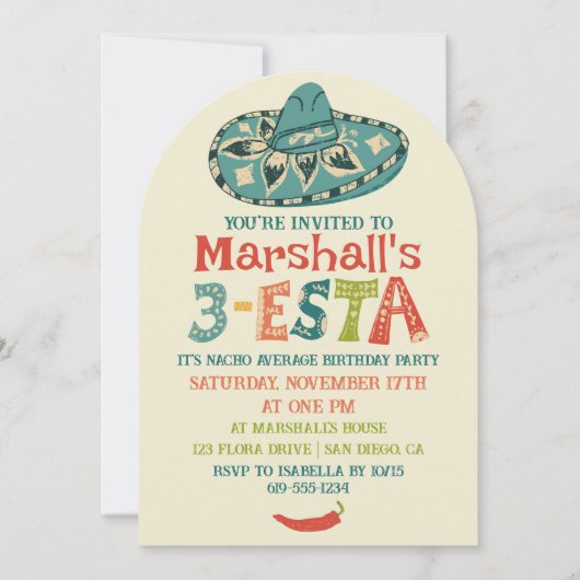 3-Esta Sombrero Boys 3e verjaardagsfeest Kaart (Voorkant)