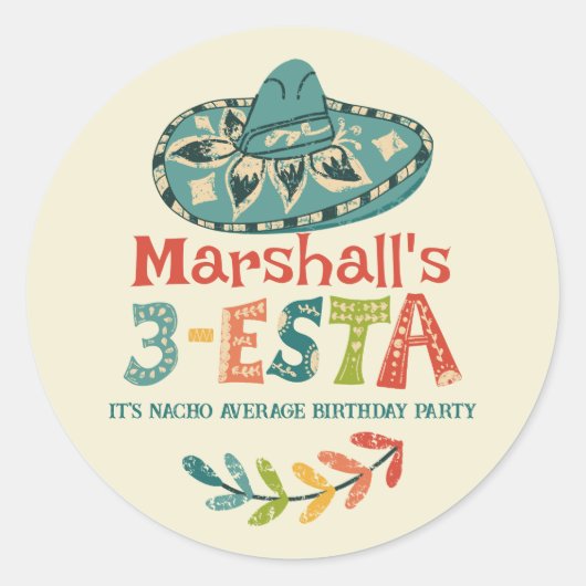 3-Esta Thema Verjaardag Op Maat Ronde Sticker (Voorkant)