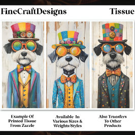3 Excentrieke Steampunk Schnauzer Honden DDE5 Deco Tissuepapier