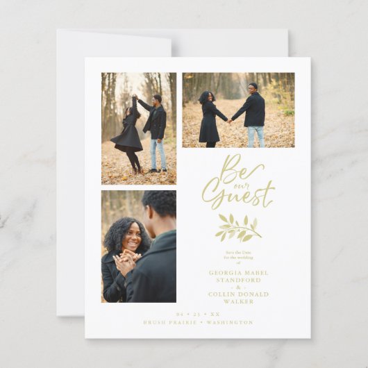 3 Fancy filialen met budgettair goudeffect bruilof (Voorkant)