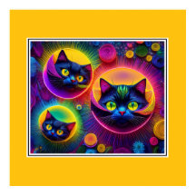 3 Fantasy katten in stralende energie bubbels