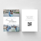 3 favoriete foto's | Moderne script QR-code bruilo Save The Date