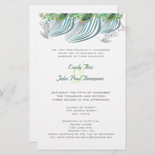 3 Feather Vintage Pauw Huwelijk (Voorkant / Achterkant)