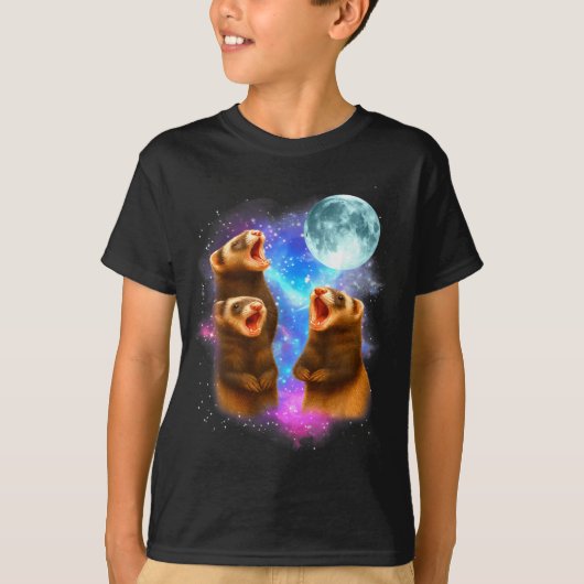 3 Ferret Moon Howling Ferrets Funny For Men, Women T-shirt (Voorkant)