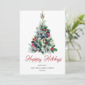 3 FHOTO Elegant Pine Tree-kerstgroet Feestdagenkaart (Staand voorkant)