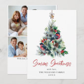 3 FHOTO Elegant Pine Tree-kerstgroet Feestdagenkaart (Voorkant / Achterkant)