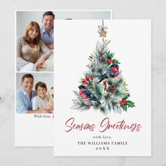 3 FHOTO Elegant Pine Tree-kerstgroet Feestdagenkaart (Voorkant / Achterkant)