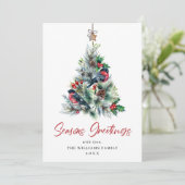 3 FHOTO Elegant Pine Tree-kerstgroet Feestdagenkaart (Staand voorkant)