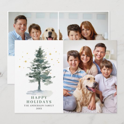 3 FHOTO minimalistische kerstboombegroeting Feestdagenkaart (Voorkant / Achterkant)