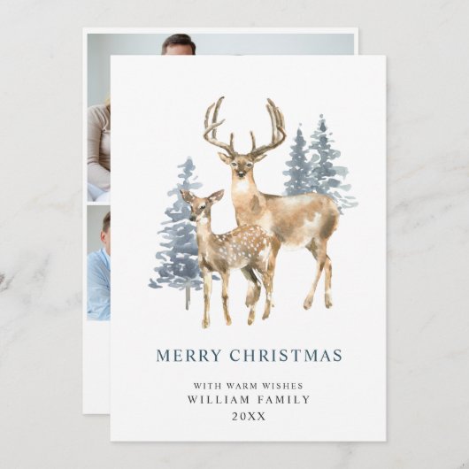 3 FHOTO minimalistische legante kerstboom Feestdagenkaart (Voorkant / Achterkant)