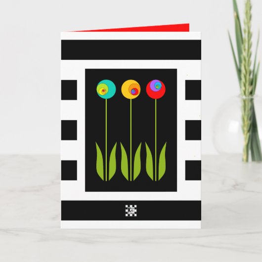 3 Fibonacci Flowers op Bold Stripes Afstuderen Kaart (Voorkant)