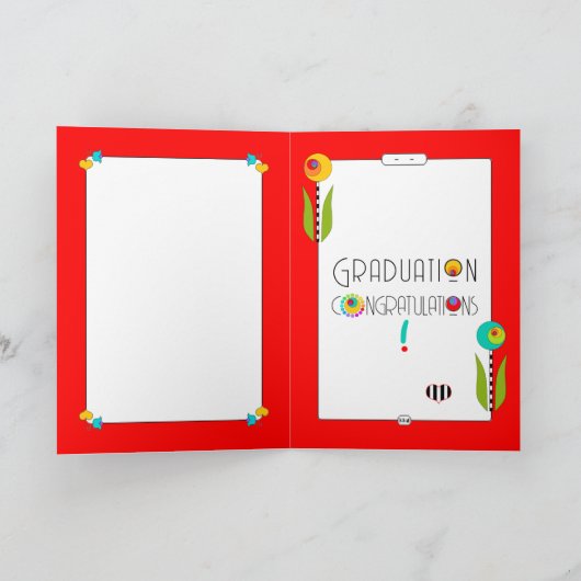 3 Fibonacci Flowers op Bold Stripes Afstuderen Kaart (Binnen)