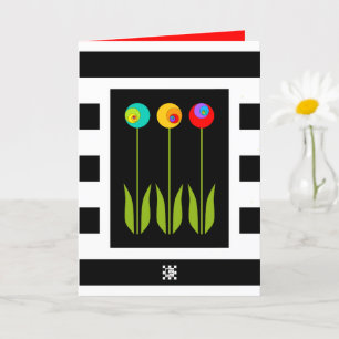 3 Fibonacci Flowers op Bold Stripes Afstuderen Kaart