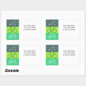 3 fietsen groen rechthoekige sticker (Vel)