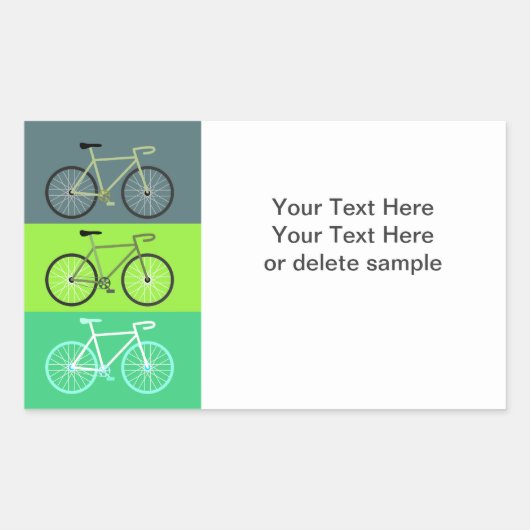 3 fietsen groen rechthoekige sticker (Voorkant)
