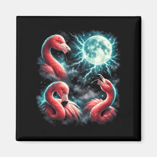 3 Flamingo Maan Huilende Flamingo Kop Grappig Magneet (Voorkant)