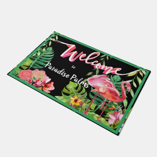 3 Flamingo Paradise Beach House Doormat Deurmat (Schuin)
