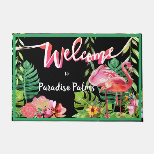 3 Flamingo Paradise Beach House Doormat Deurmat (Voorkant)