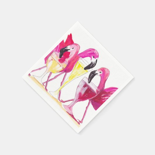 3 Flamingo's Papier servet (Hoek)