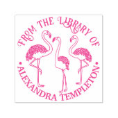 3 Flamingo's Standing Library Boeknaam Zelfinktende Stempel (Design)
