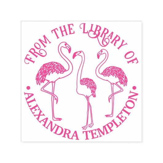 3 Flamingo's Standing Library Boeknaam Zelfinktende Stempel (Design)