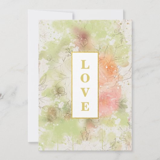 *~ 3 Floral Romantic LOVE AR26 QR RSVP Wedding I Kaart (Voorkant)