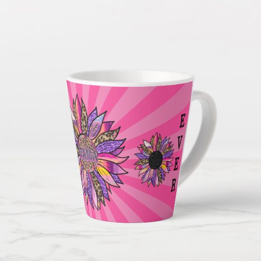 3 Flowers Glitter Customize Mama Latte Mok (Rechterhoek)