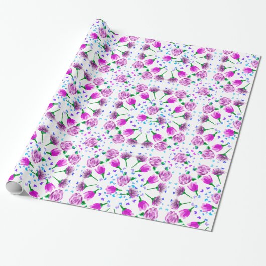 3 Flowers Patroon Cadeaupapier (Uitgerold)