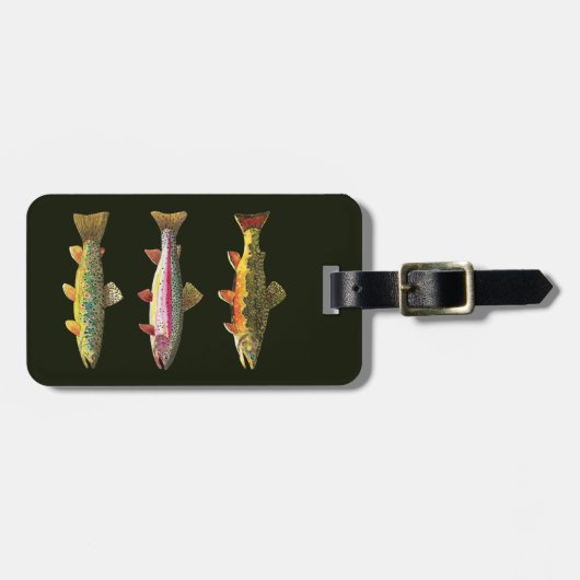 3 forel - Brook, bruin, regenboog Bagagelabel (Voorkant horizontaal)
