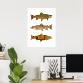 3 Forel- en zalmkunst Poster (Thuiskantoor)