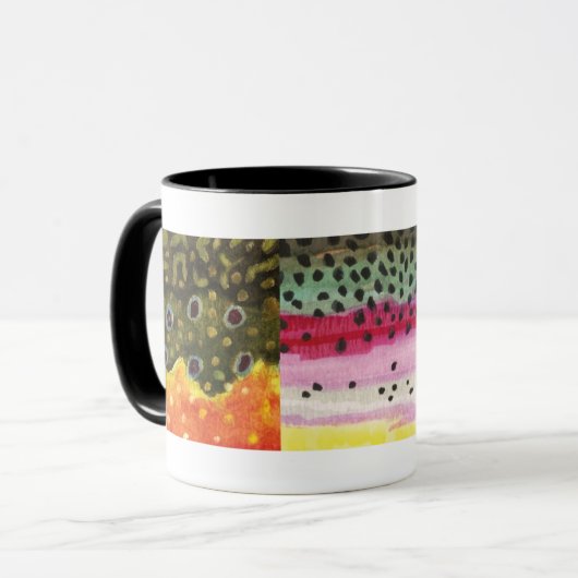 3 Forel Huiden: Brook, regenboog, bruin - vliegend Mok (Voorkant links)