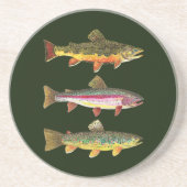 3 forel voor een visser of visserijvrouw zandsteen onderzetter (Voorkant)