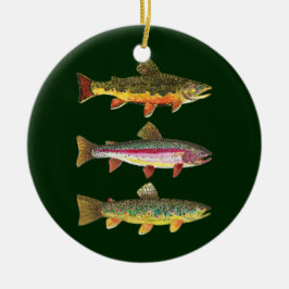 3 forel voor vissers en vissers keramisch ornament