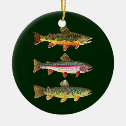 3 forel voor vissers en vissers keramisch ornament (Voorkant)