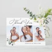 3 Fosto Elegant Eucalyptus White Roses Floral Bedankkaart (Staand voorkant)