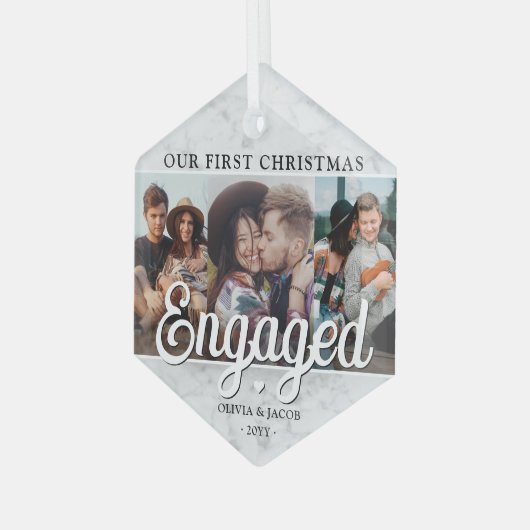 3 Foto 1 kerstcadeau voor Faux Marble Hexagon Glas Ornament (Voorkant links)