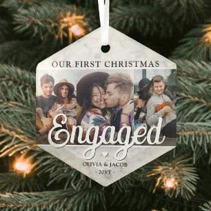 3 Foto 1 kerstcadeau voor Faux Marble Hexagon Glas Ornament