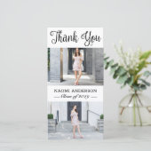3 Foto (2+1) Kalligrafie Afstuderen dank u kaart (Staand voorkant)