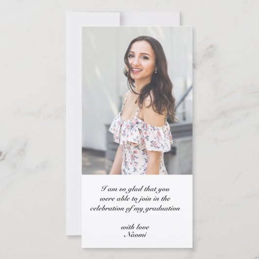 3 Foto (2+1) Kalligrafie Afstuderen dank u kaart (Achterkant)