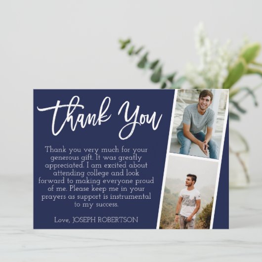 3 Foto (2+1) Script Afstuderen Hartelijk dank Bedankkaart (Staand voorkant)